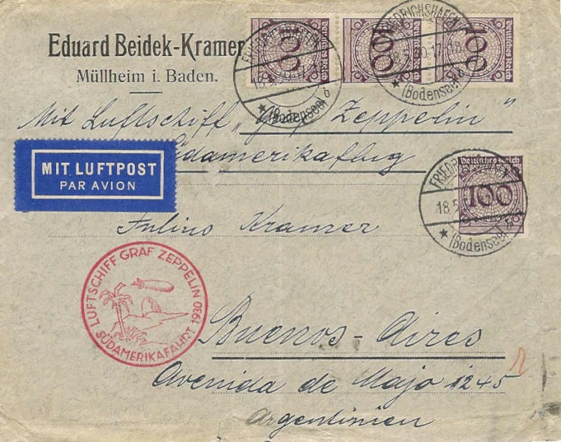 Condor-Flugpostmarken auf Belegen der Südamerikafahrt 1930 57_m_n10