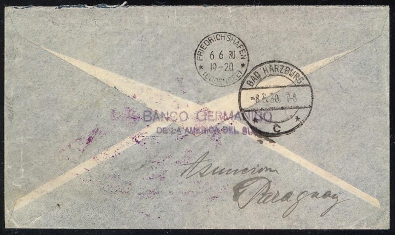 stempel - Südamerikafahrt 1930 (Rundfahrt-) Post nach Friedrichshafen" 62_b_r10