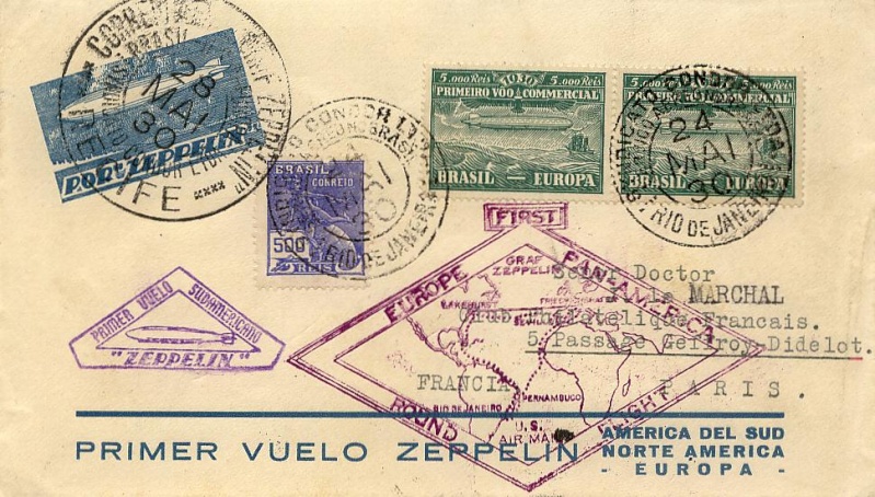 stempel - Südamerikafahrt 1930 (Rundfahrt-) Post nach Friedrichshafen" 63_bra10