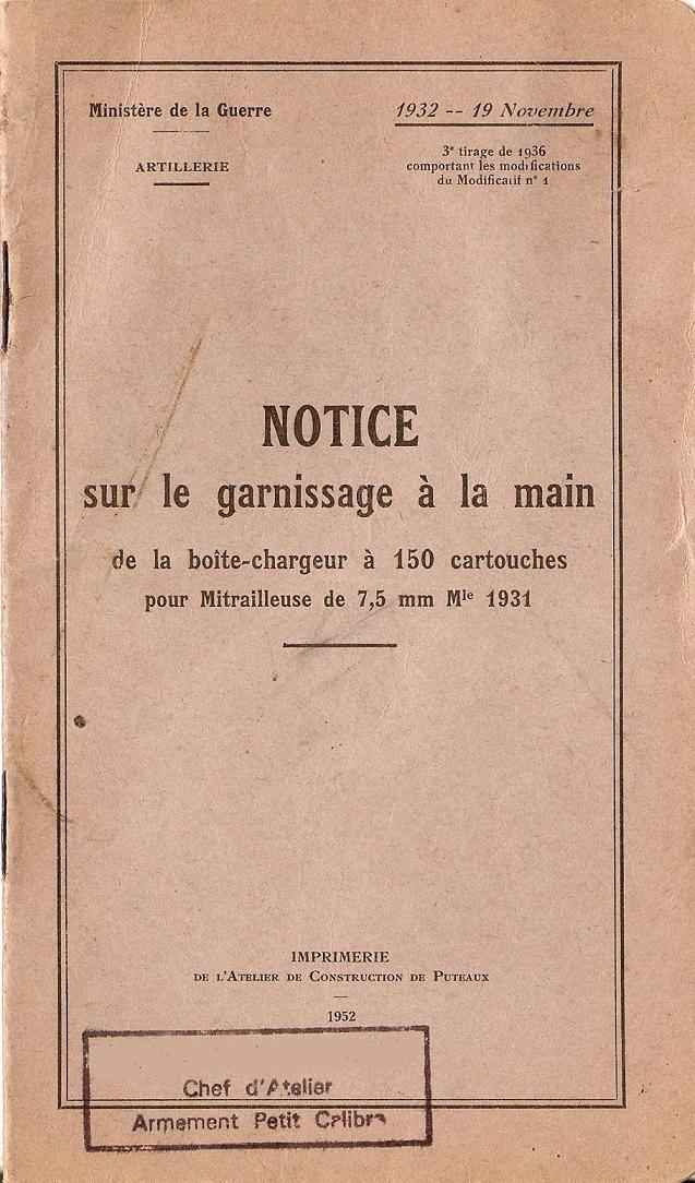 Mitrailleuse M.A.C. 31E dite « REIBEL » Notice10
