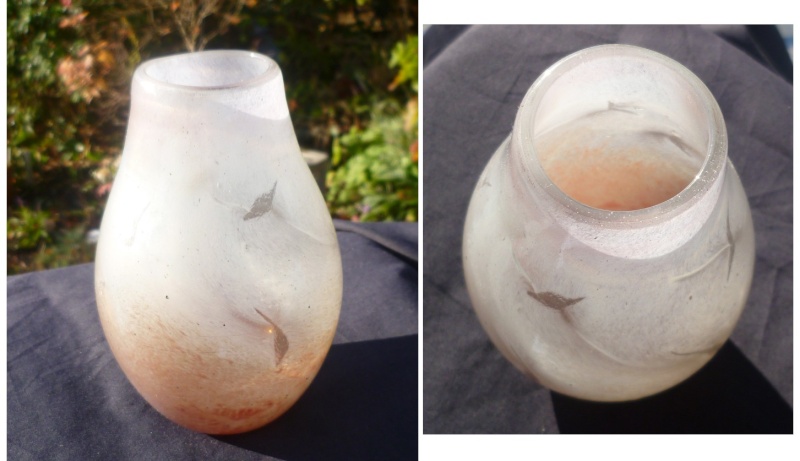 Signed glass vase possibly J Carcass but looks very Vasart Streth11