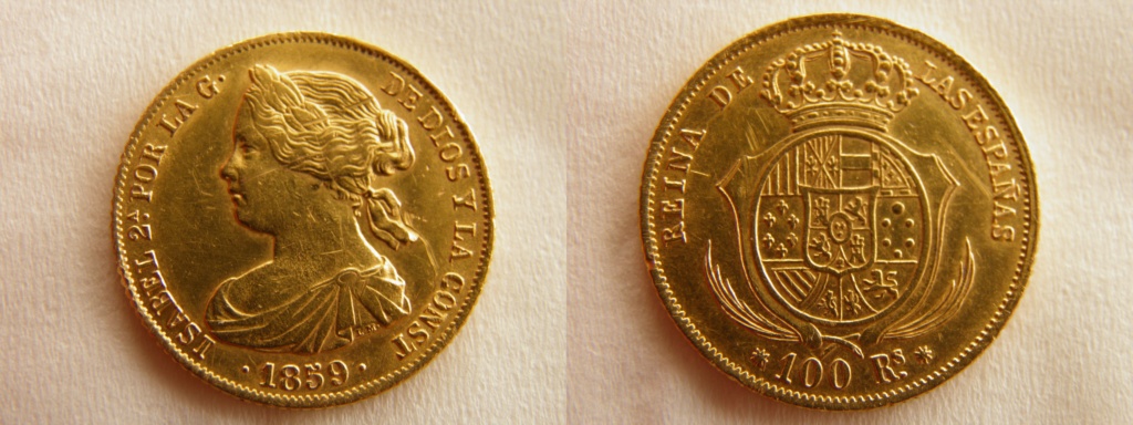 100 Reales 1859.Isabel II. Barcelona Pb040010