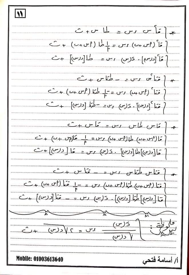 التفاضل - مراجعة التفاضل والتكامل للصف الثالث الثانوي مستر ناصر ابو زيد 11_1111