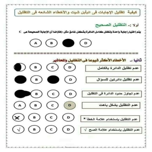 البابل شيت - نموذج امتحان اللغة العربية للثانوية العامة بنظام البابل شيت والإجابات 1394