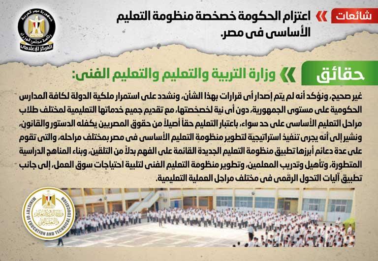 الحكومة تنفي خصخصة التعليم الأساسي في مصر  2022_110
