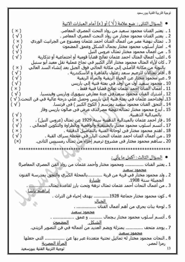 مراجعة التربية الفنية التي لن يخرج عنها اى امتحان لتالتة اعدادي ترم ثاني 2271