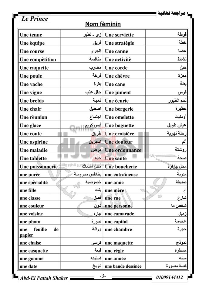 أقوى مراجعة نهائية لغة فرنسية للثانوية العامة مسيو ممدوح الجندى 2_talb23