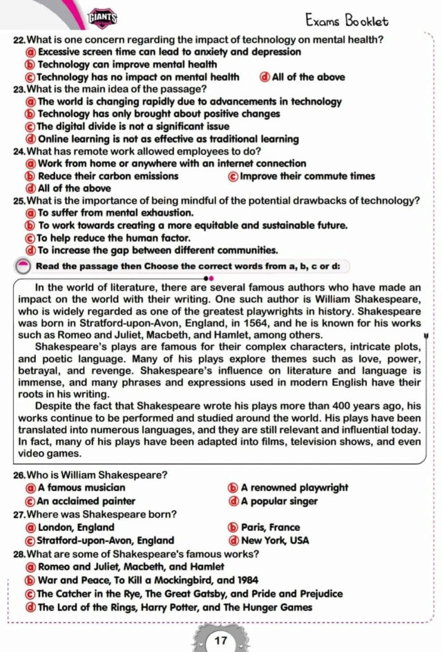 انجليزي - اقوي امتحان انجليزي للصف الثالث الثانوي بالاجابات PDF أ. مصطفي عبد العال 3_img161
