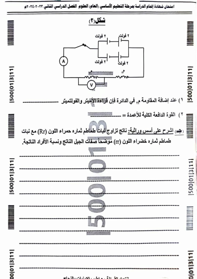 سيناء -  امتحان العلوم ثالثة اعدادي ترم ثاني 2024 شمال سيناء 6134