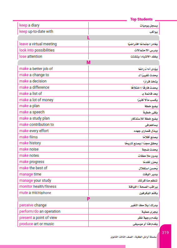 كل المتلازمات اللفظية في اللغة الانجليزية للصف الثالث الثانوى مرتبة ترتيبًا أبجديًا Pdf Colloc12