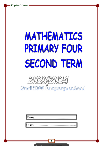 مذكرة Math رابعة ابتدائي ترم ثانى 2024 PDF Scree335