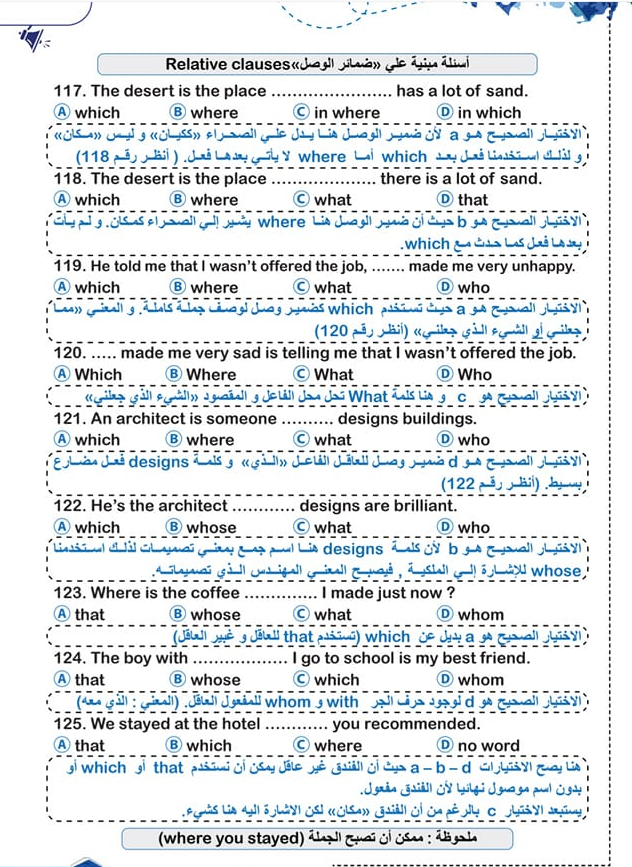 ملاحظات لغة انجليزية هامة جدا في منهج الصف الثالث الثانوي في شكل جمل مع تفسيرها Scree828