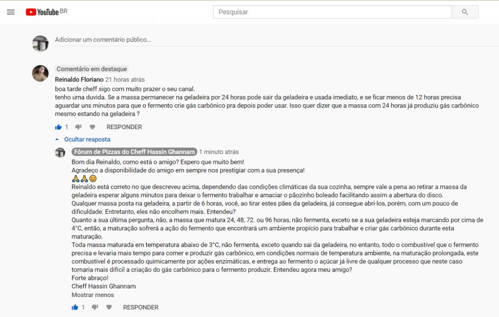 Pergunta feita no Youtube sobre maturação e fermentação. Dicas do Cheff Hassin! Pergun10
