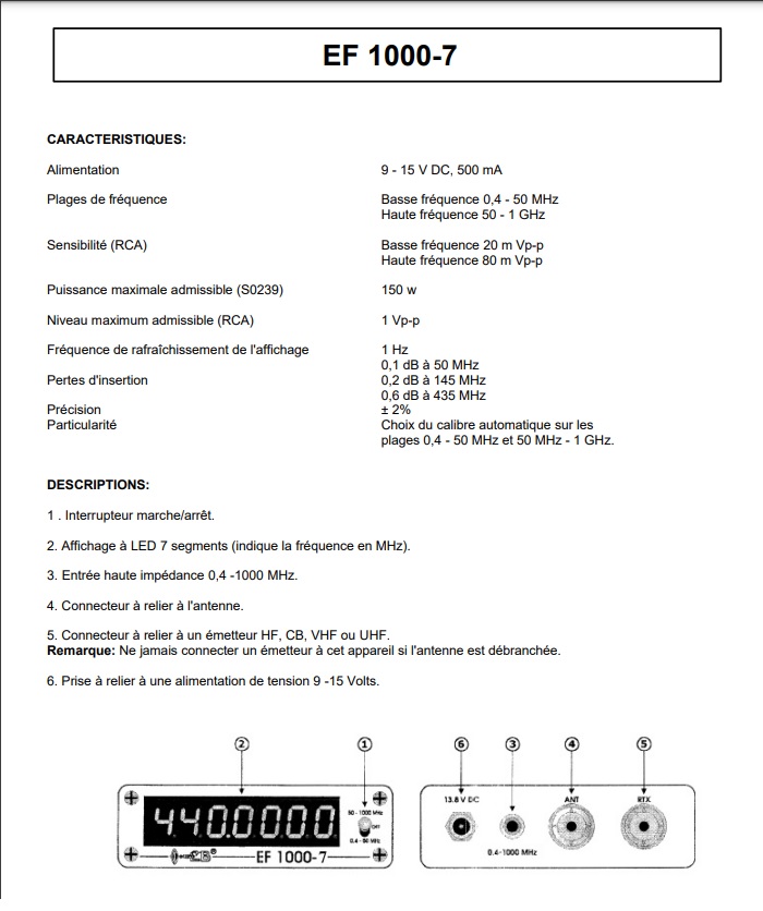 EuroCB EF 1000-6 (Fréquencemètre) Eurocb10