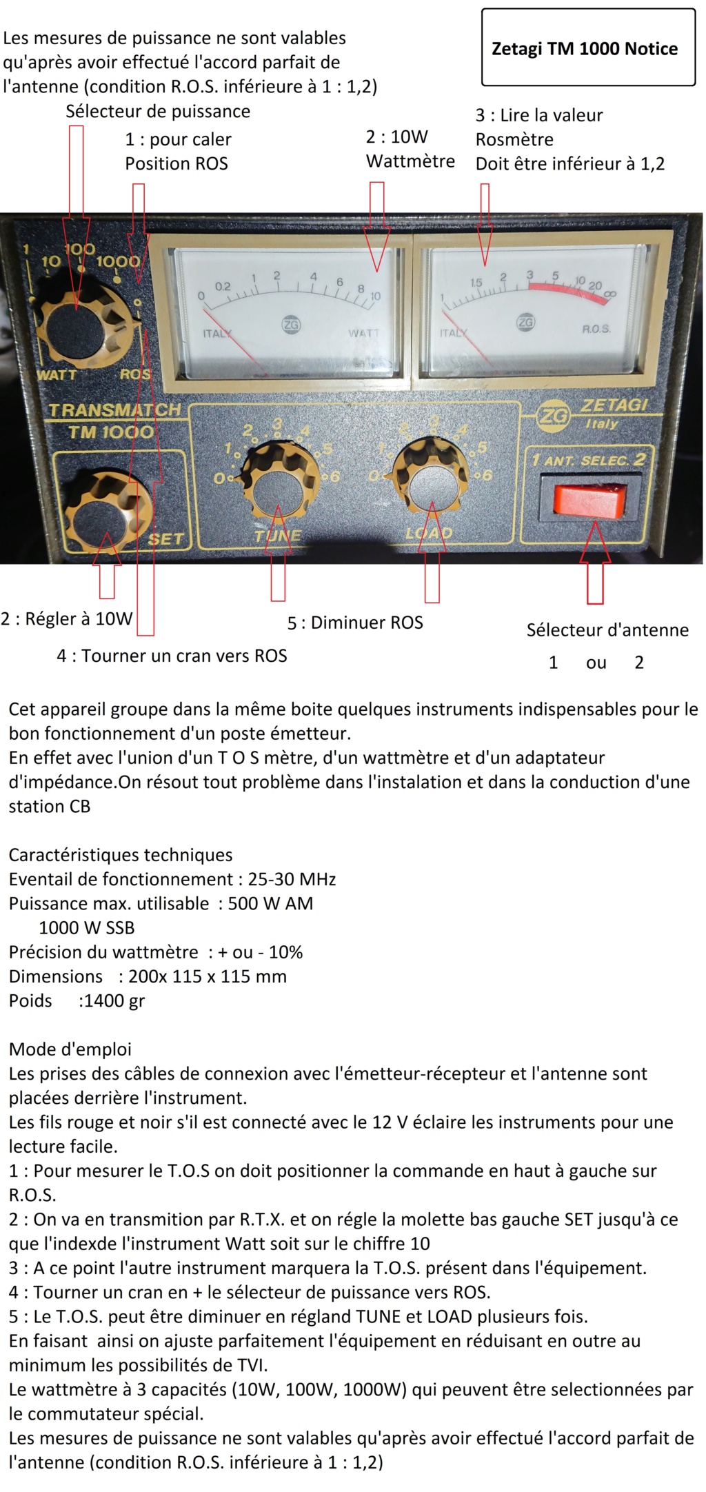 Tosmetre - Zetagi Transmatch TM 1000 (Tosmètre/Wattmètre/Matcher) - Page 2 Zetagi11
