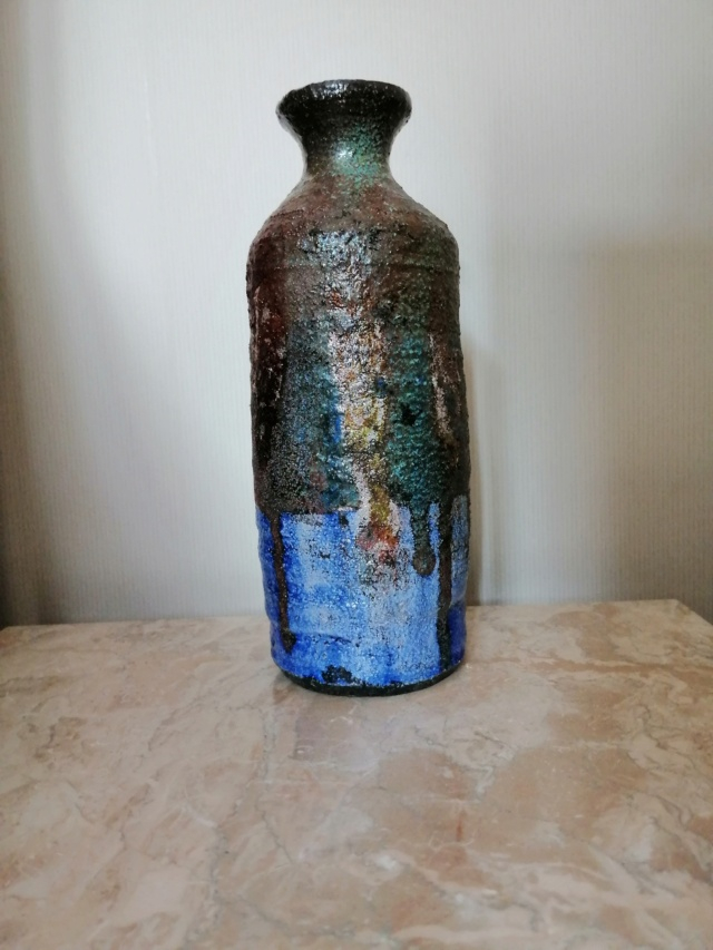 Raku bottle vase, JM, TS, or JS mark  Img_2098