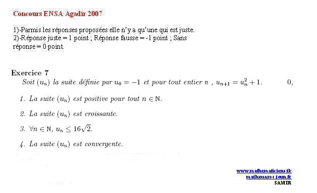 Concours ENSA agadir 2007(exercice7) Ex710