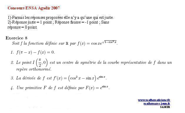 Concours ENSA agadir 2007(exercice8) Ex810