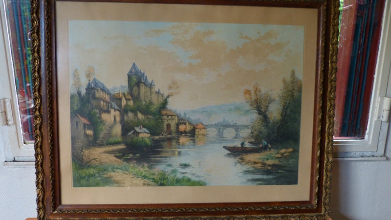Grande gravure aquarellée MAURICE LEVIS le chateau Pontier Gravur10
