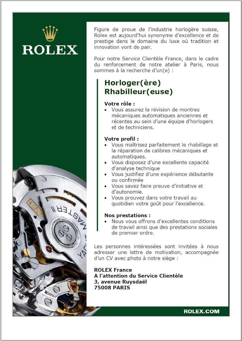 Rolex : Offres d'emplois Rolex_10