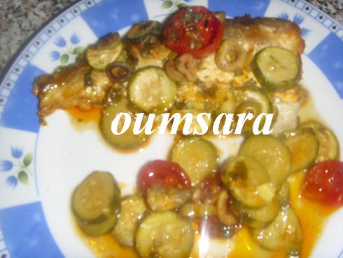 Merlans cuits au four  la marocaine aux courgettes et tomates 1110