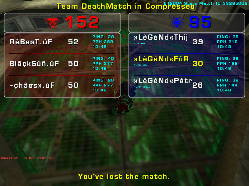 Match LGNd vs .F   Friday 11 July 2008 21:00 hours (iMix Tournament) Legend15