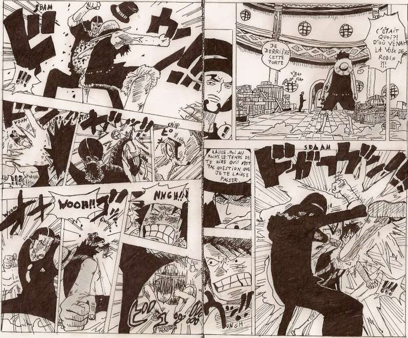 "Recopiage" du combat Luffy vs Lucci dans One Piece. Numeri44