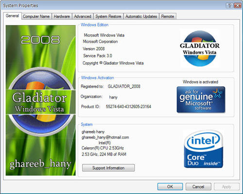  :  Gladiator Windows Vista 2910