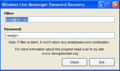  Windows Live Messenger Password Recovery     W7of410