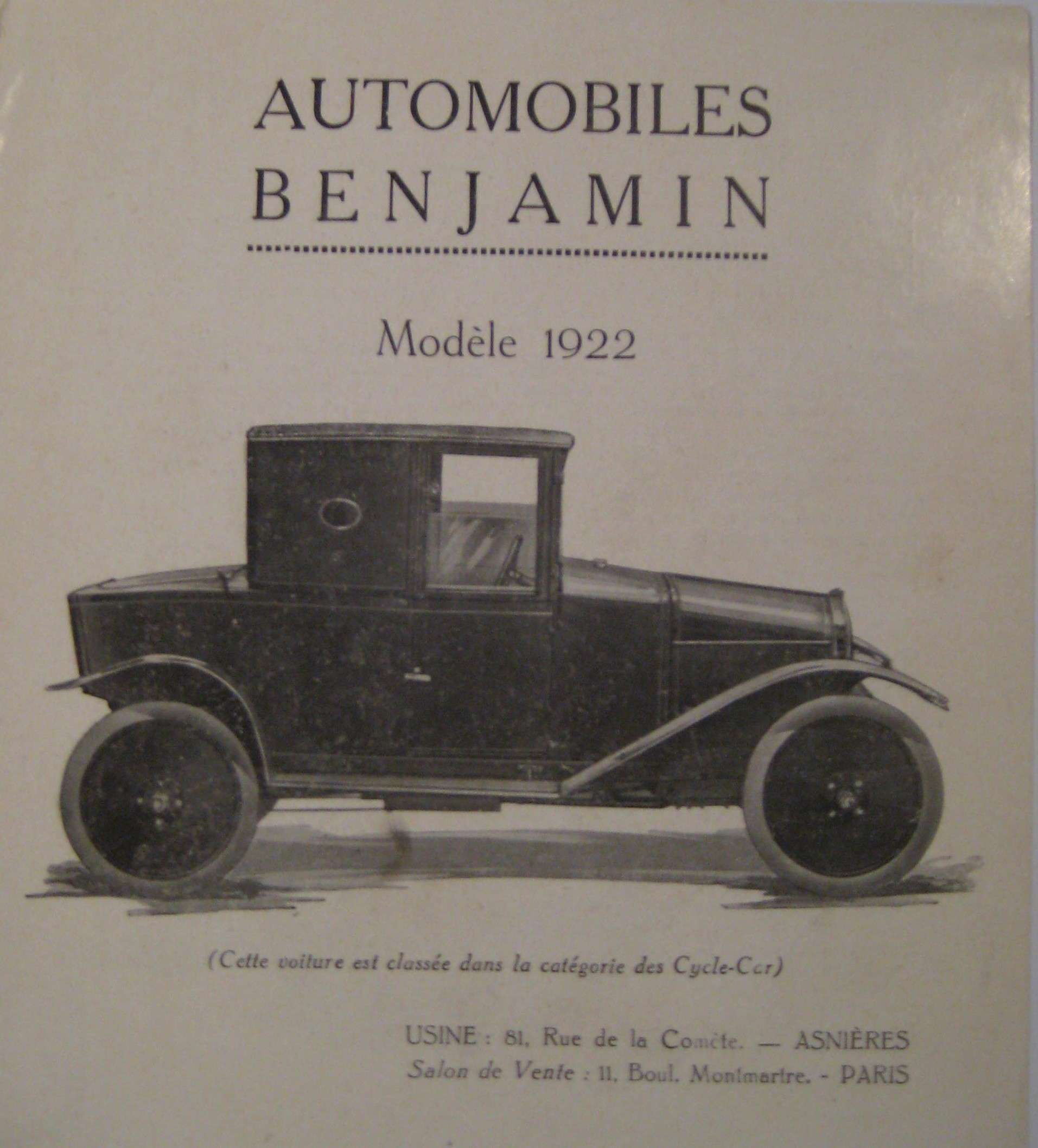 BENJAMIN - BENJAMIN / BENOVA cyclecars voiturettes - Page 3 Benjam10