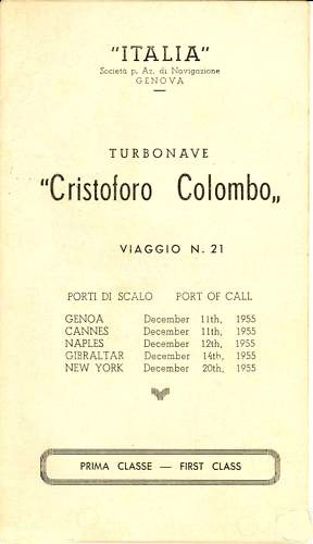 'Cristoforo Colombo' - Italia nav. - 1953 034ane10