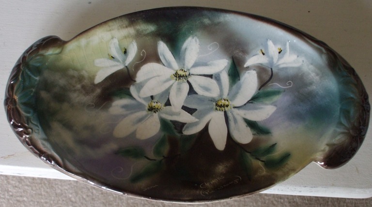 A gorgeous Titian Studios handpainted clematis plate and huge vase by Sonia !!  Clemat10