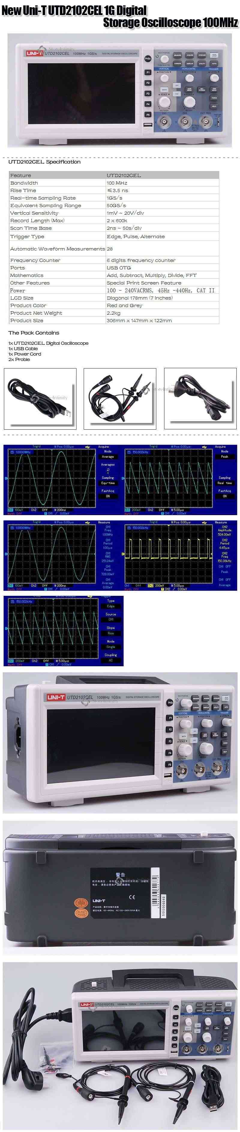 UNI-T UTD2102CEL 1G Digital Oscilloscope 100MHz Utd21010