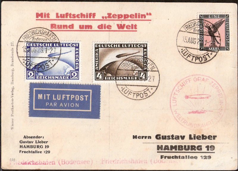 zeppelin - Zeppelinpost des LZ 127 Weltru11