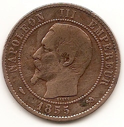 Monnaie Napoleon III 1855 B (Rouen) Numari10