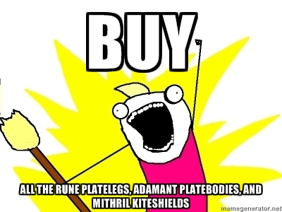 Buying ALL Rune Platelegs, Adamant Platebodies, and Mithril Kiteshields 29584210