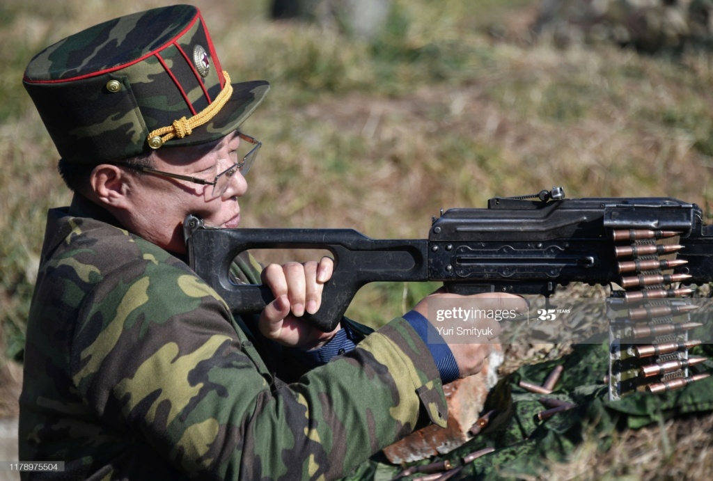 DPRK KPA Woodland/Leaf Camouflage Kepi and Cap Badge 12032610