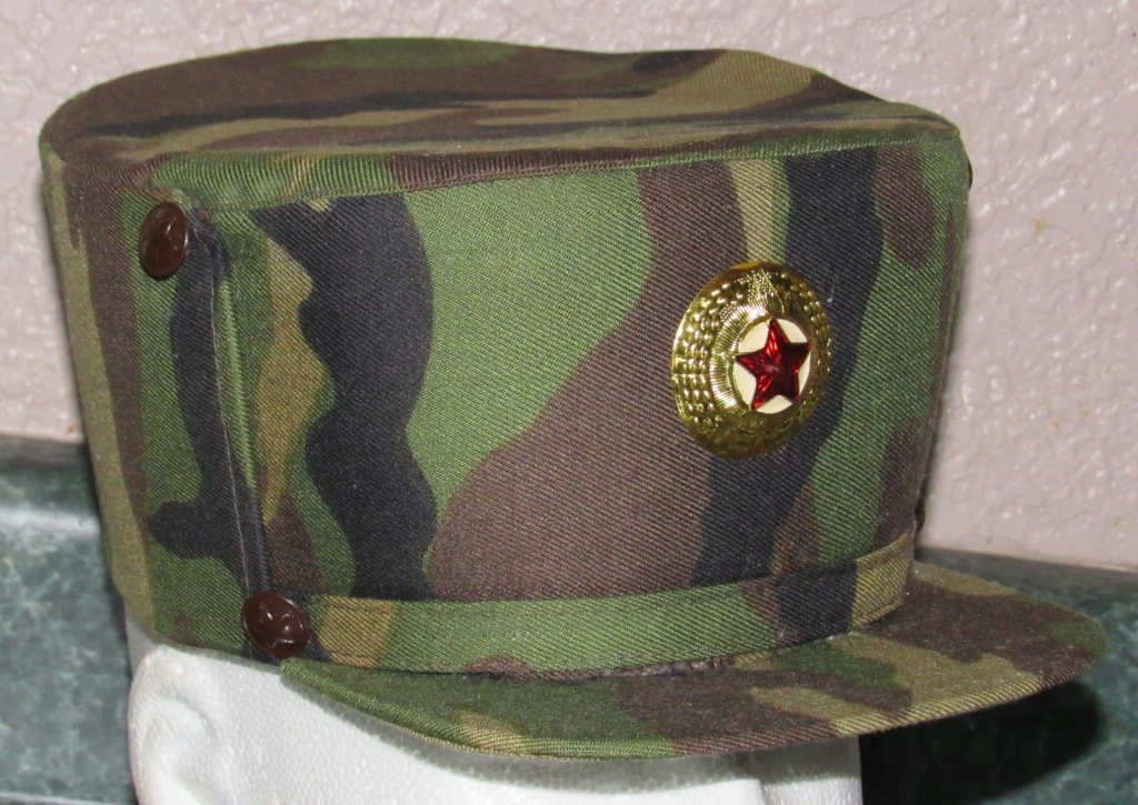 DPRK KPA Woodland/Leaf Camouflage Kepi and Cap Badge North_12