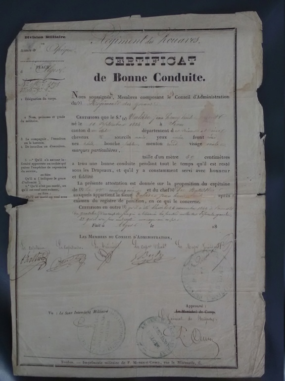 Jean Valade - certificat de bonne conduite d'un Zouave au XIXème siècle Img_2487