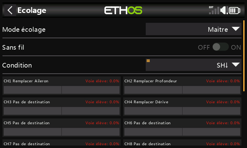 mettre la fonction ecolage sur Ethos Screen52