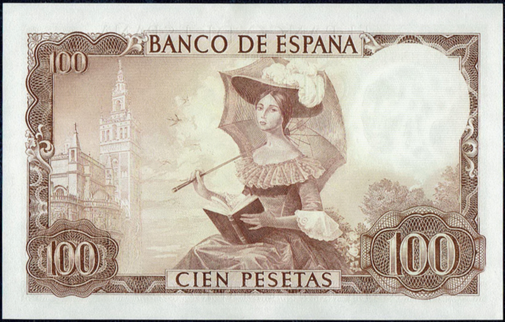 La dama romántica del billete de 100 pesetas 1965, dedicado a Bécquer Imagen18