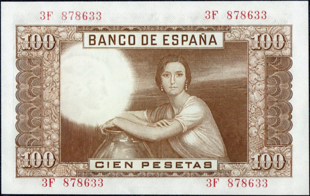 La dama romántica del billete de 100 pesetas 1965, dedicado a Bécquer Imagen19
