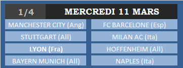 ►-Ligue des Champions- Tirages au sort◄  Quarts16