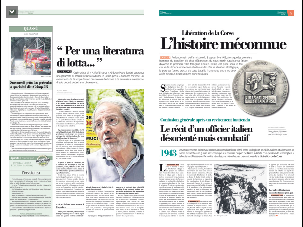 Article dans l'hebdomadaire Corse "Settimana" 21/09/2018 Img-0110