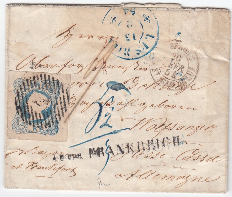  Lettre de Lisbonne (Portugal) à la Prusse, via la France 1853 - Taux de transit 99811