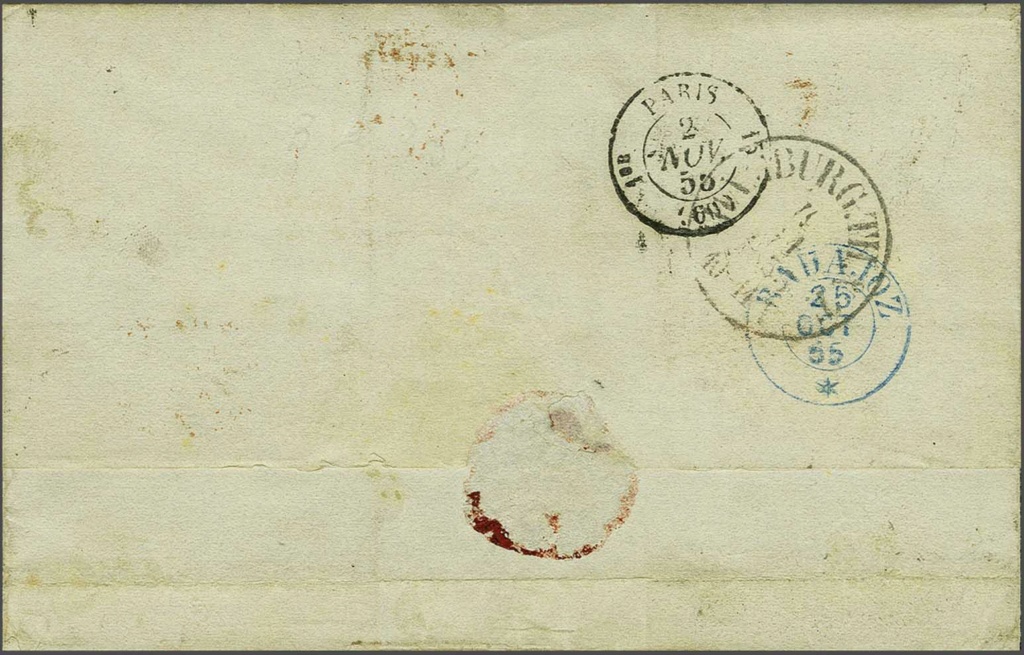 Lettre de Lisbonne (Portugal) à Hamburg, via la France 1855  Hambur10
