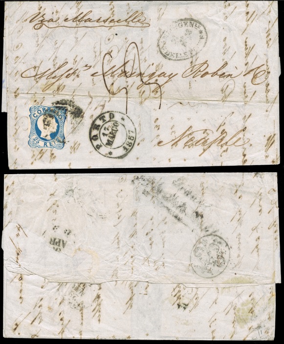 Papal States / Kingdom of the Two Sicilies Marks - 1857 Porto-10