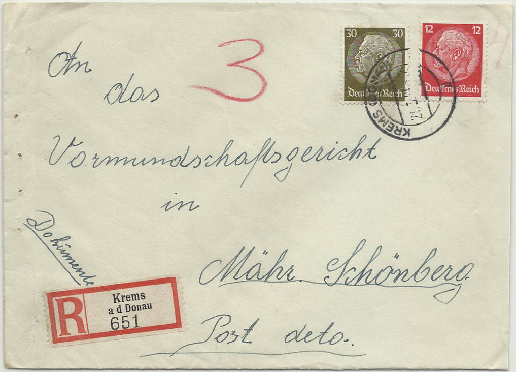 Rekozettel und -Belege Krems an der Donau 19410510