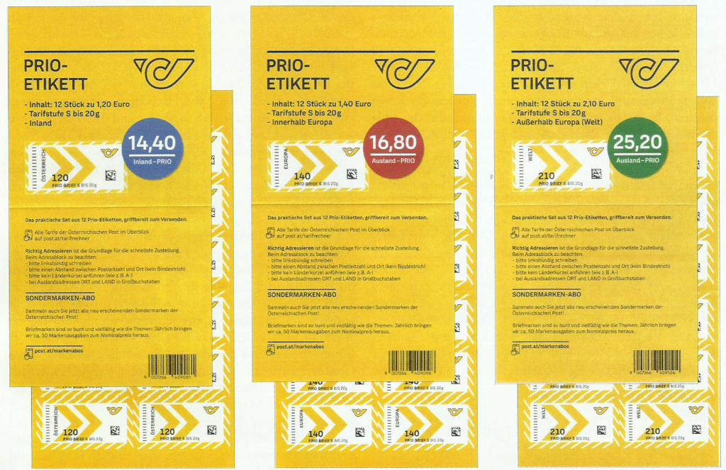 NEU: Österr. Postwertzeichen PRIO - ETIKETT Prio_e10