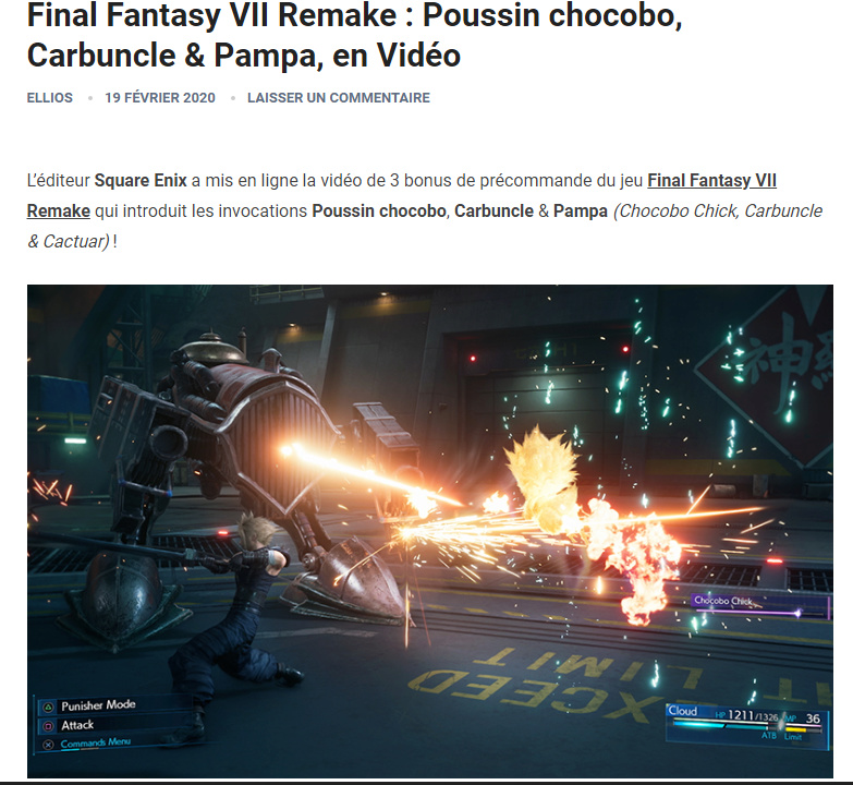 Final Fantasy VII Remake : Poussin chocobo, Carbuncle & Pampa, en Vidéo Captur59